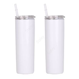 DIY Sublimation Tumbler Blank 20oz Stainless Steel Straight Insulated Tumblers Cups White Beer Coffee Mugs Sea Shipping 50pcs DAT471