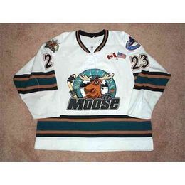 Thr 2001 02 Manitoba Moose 23 Todd Warriner hockey jersey Embroidery Stitched Custom any Number and name Jersey