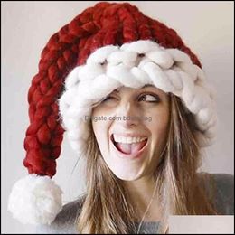 Christmas Decorations Festive Party Supplies Home Garden Ll Autumn And Winter Unisex Handmade Knitting Hat Santa Claus Hats Christ Ot1Tf