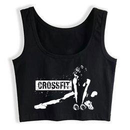 Crop Top Female Gymnastics At The Crossfit Design Inscriptions Sleeveless Tops Women 220325