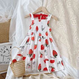 Girls' Cute Print Sling Dress Flower Girl Dresses Korean Baby Clothes 2 Year Old Baby Girl Clothes Kids Dresses for Girl G220518