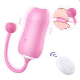 Cute Cat Vibrating Egg Wireless Remote Control Jumping Eggs G-spot Clitoris Vagina Massager Female Masturbation sexy Love