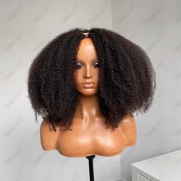 Kinky Curly 1X4 U Part Wig Human Hair Natural Brazilian Virgin Wigs Glueless 250 Density For Black Women Full Machine Made Wig
