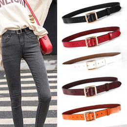 Belts Belt For Women With Jeans Fashion Versatile Decorative Thin Cowskin Genuine Leather Simple Black Trouser WaistbandBelts
