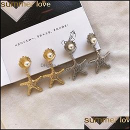 Dangle Chandelier Earrings Jewellery Gold Starfish Seashell Big Circle High Quality Shell Earring Fashion Women Bohemian Style Drop Delivery