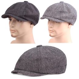 Berets Sboy Hat Men Beret Dark Grey Celebrity Caps Vintage Tweed Peaky Blinders Flat Peaked Cap Street Hats For WomenBerets