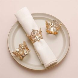 6pcslot Crown Napkin Ring Metal Tissue Ring Napkin Buckle Suitable for Wedding Banquet Holiday Party Decoration 201124