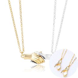 Pendant Necklaces 2pcs Magnet Attraction Double Hand Pendants For Women Romantic Jewellery Stainless Steel Chain Wedding Necklace BFF GiftPend