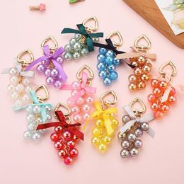 Keychains Korean Ins Acrylic Grape Keychain Cute Colorful Jelly Bead Keyring Women Girl Heart For Bag Pendant Key Chains Enek22