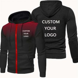 Custom Brand Men Hoodies Jacket Spring Autumn Long Sleeve Slim Fit Casual Sport Zip Outdoor Tops Coat Black White Navy Blue 220712