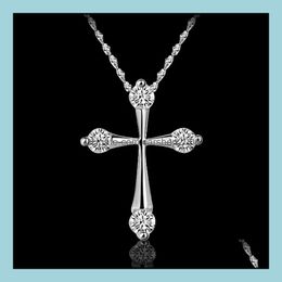 Pendant Necklaces Pendants Jewellery Cross Sier Chain Crystal For Women Girl Party Gift Fashion Wholesale - 0010Ldn Drop Delivery 2021 Vimtn