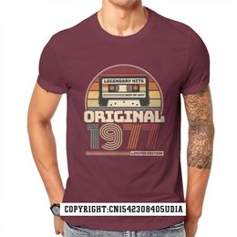 Beautiful Retro Vintage Tape Birthday 1977 MenS Premium T-Shirt Fashion Slim Fit Tops Shirt Cotton Comfortable 220504