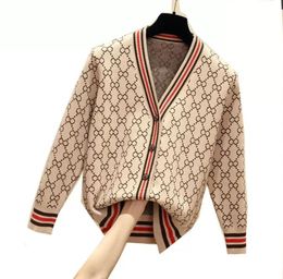 Длинный свитер, дизайнерский весенний женский кардиган с v-образным вырезом и рукавами, вязаная повседневная куртка, женский вязаный джемпер с буквами, азиатский размер S-4xl s ted