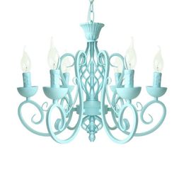 Pendant Lamps Modern Classic Iron Lamp Blue White Pink E14 Candle Light LED Chandelier Lighting Fixture For Living Room Bedroom Dining RoomP