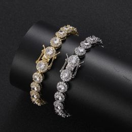 Link Chain 8mm Round CZ Bracelet For Men And Women Brass Cubic Zircon Hip Hop Jewellery BB038Link