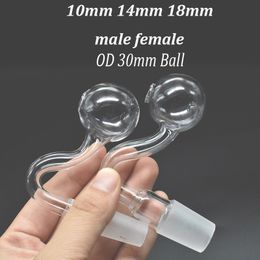 Cheapest Glass Oil Burner Pipes with 10mm 14mm 18mm Male Female Joint Pyrex Big Size 30mm Oil Bowl Smoking Water Pipe Tobacco 45 90 Degree