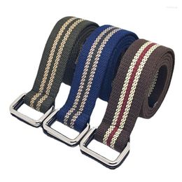 Belts Canvas Belt Men Women Fashion Striped Doubale Ring Alloy Male Female Jeans Dress WaistbandBelts Fred22