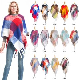 Scarves Designer Women Winter Plaid Poncho Square Pashmina Bandana Cashmere Thicken Blanket Knitted Warm Soft Shawls And WrapsScarves