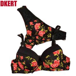 Dkert Newcomers Abc G-string Women Bra Set Plus Size Printed Lace Bralette Bra Short Sets Push Up Underwear Set L220727