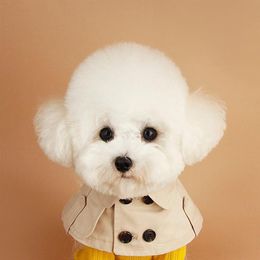 Dog Collar Beige Pet Bandana Scarf British Style Cloak Trench Coat Cat Collars for Small Dog Puppy Bandage Bib Accessories303S