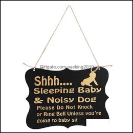 Other Festive Party Supplies Home Garden Do Not Disturb Door Hanger Sign Baby Room Decorative Wooden Plaques Hangers Knock Or Ring Slee Dr