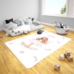 Carpets Cute Fairy Girl And Bird Feather Patterned Baby Play Mat Round Rectangular Children's Rug Born CrawlingCarpets CarpetsCarpets