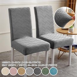 Chair Covers 1Pcs Modern Solid Colour Jacquard Stretch Dining Cover With High Back Removable Non-slip For Kitchen Banquet
