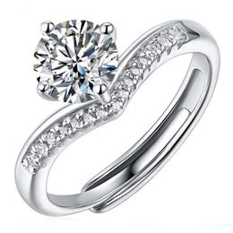 925 Wedding Engagement Moissanite Ring Luxury 1 Carat 925 Sterling Silver Rings For Women With GRA Certificate Fine Jewellery