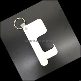 Press Elevator Tool Housekee Organisation Home Garden Sublimation Blank Key Buckle Door Keyring White Diy Contactless Keychain Outdoor 73X