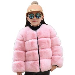 Giacca per pelliccia di pelliccia di pelliccia da ragazza della moda per 3-10 anni ragazze bambini inverno vestiti con rivestimento spesse esterno 223z