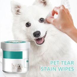 130pcs Dog Grooming Cleaning Pet Paper Towels Eye Wet Wipes Cat Tear Stain Remover Soft Non-intivating Clean Wipes Pets Supplies