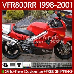 Bodywork For HONDA Interceptor VFR800R VFR 800RR 800 CC RR 98-01 Bodys 128No.36 VFR800RR 800CC VFR800 98 99 00 01 VFR-800 RR Gloss Red 1998 1999 2000 2001 Fairing Kit