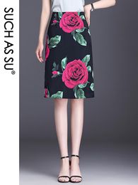 print skirts Canada - Skirts High Quality Autumn Summer Spring White Red Print Ladies Waist Pencil Skirt S-3XL Mid-Length Slit Occupation FemaleSkirts