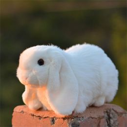 simulation hare long eared rabbit stuffed doll white rabbit plush toy animal doll car decoration holiday gifts 27cm 852 E3