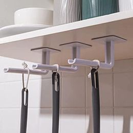 Hooks & Rails Multifunctional Hook Rack L-shaped Wall Without Punching Toilet Paper Towels Kitchen UtensilsHooks