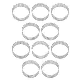 Other Bakeware 10Pcs 6Cm Circular Tart Ring Dessert Stainless Steel Perforation Fruit Pie Quiche Cake Mousse Mould Kitchen Baking MouldOther