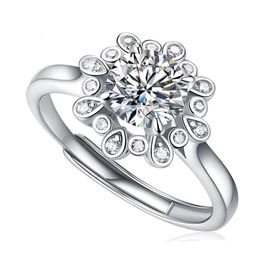 100% Real Round Cut 1 CT Diamond Moissanite Rings D Color Fine Jewelry Girlfriend Wedding Women Gift