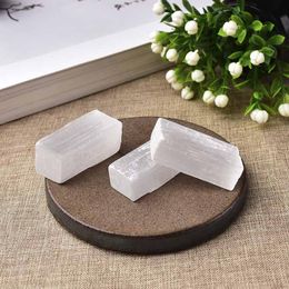 Decorative Objects & Figurines Natural White Selenite Gypsum Slice Rectangle Shape Quartz Rough Mineral Reiki Specimen Point Healing Stone H