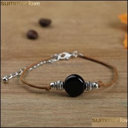 Charm Bracelets Jewellery New Trendy Agates Stone Bead Bracelet String Thread Rope For Women Men Wholesale Gift Accessories Drop Delivery 2021