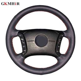 Gkmhir Black HandEmbroidered Synthetic Leather Diy Car Steering Wheel Cover For Bmw E46 318i 325i E39 X5 E53 Steering Wheel Cover J220808