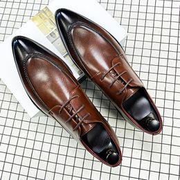 British Style Formal Suit Dress Shoes Wedding Oxfords Fashion Lace up Gentlemen Business Shoes