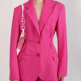 Women's Suits Blazers Tide Brand High-quality Retro Fashion Designer French Style Bright Eyes Rose Red Waist Series Suit Jacket Slim Plus