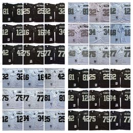 Vintage 34 Bo Jackson 42 Ronnie Lott Football Jerseys 32 Marcus Allen 25 Fred Biletnikoff 12 Ken Stabler 16 Jim Plunkett 75 Howie Long 77 Lyle Alzado 81 Tim Brown Jersey