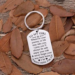 Keychains Daughter Key Chain Stainless Steel Dog Tag Keychain Girl Keyring From Mom Dad Jewelry Birthday Presents Diy Custom Wholesale Smal2