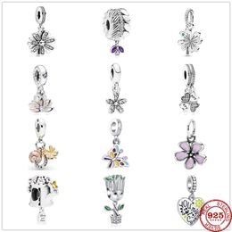 925 Silver Fit Pandora Charm 925 Bracelet Daisy Flower Butterfly Watering Can Pendant charms set Pendant DIY Fine Beads Jewellery