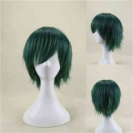 HAIRJOY Synthetic Hair Layered Short Straight Mint Green Cosplay Wig 220525