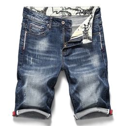Summer Mens Stretch Short Jeans Fashion Casual Slim Fit High Quality Elastic Denim Shorts Male Brand Clothes 220629