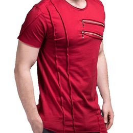 GYMOHYEAH New Short T Shirt Men Fashion zipper decorate Design Fitness T-shirt Summer Short Sleeve Solid Slim Fit Hip Hop Tshirt T200516