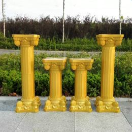 2pcs Gold Roman Columns Fashion Wedding Props Decorative Plastic Pillars Flower Pot Road Lead Stand Party Event