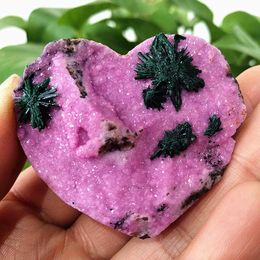 Decorative Objects & Figurines Natural Mineral Cobalt Calcite Stone Crystal Heart Symbiont.Home Decor Pink And Purple Gemstones Energy Heali